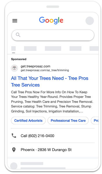 Tree Pros Google Ads V1